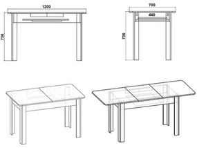 Masa Quiin Extensibila Alb 70x73.5 cm