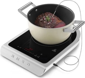 Plita cu inductie portabila Smeg PIC01WHMEU, 2100 W, Sticla ceramica, Alb mat