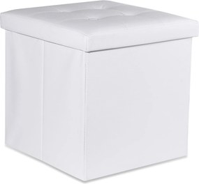 PROMOTIE Taburet pliabil alb ZAREX L din piele ecologica calitatea a II-a