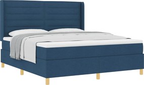 vidaXL Pat cu arcuri cu saltea albastru 180 x 200 cm țesătură