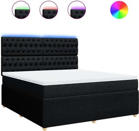 vidaXL Pat box spring cu saltea, negru, 180x200 cm, catifea