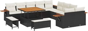 vidaXL Set de canapele pentru grădină cu pernă 13 pcs Negru și Crem