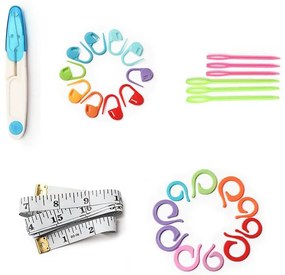 Trusa de crosetat cu fire colorate si accesorii, in geanta de umar