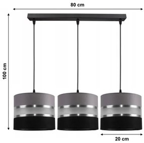 Lustră pe cablu CORAL 3xE27/60W/230V neagră și gri