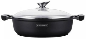 Vas de gatit cu capac Royalty Line RL-BR30ML, 30 cm, 4,8 L, Strat antiaderent din marmura, Fara PFOA, Inductie, Negru