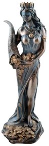 Statueta zeita norocului Fortuna cu Cornul Abundentei, 19 cm, finisaj bronz