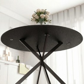 HOMCOM Masă rotundă pentru 4 persoane, masă de bucătărie în stil industrial cu picioare din oțel, pentru sufragerie, bucătărie, negru | Aosom Romania