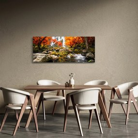 Tablou - Cascade în pădurea portocalie (120x50 cm)