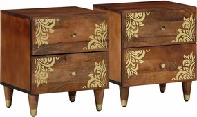 vidaXL Dulap de noapte cu sertar 2 pcs Maro miere 40 x 33 x 46 cm