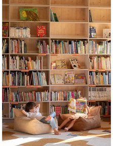 Fotoliu puf pentru copii maro cu tapițerie din catifea reiată Chair – Wigiwama