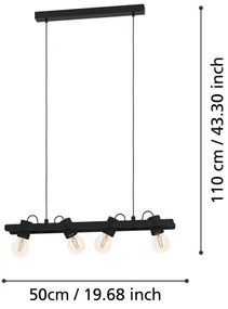 Lustră pe cablu Eglo 43848 PLIMSOLL 4xE27/15W/230V