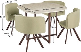 Set de mobilier dining 1+4, maro deschis/natural, BEVIS NEW