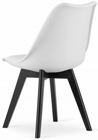 Scaun alb BALI MARK cu picioare din lemn negre