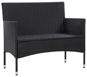 45814 vidaXL Bancă de grădină, negru, 103 cm, poliratan