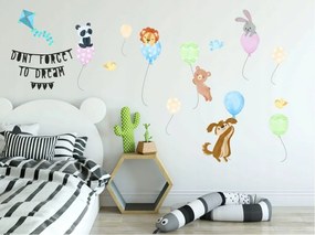 Autocolant de perete vesel pentru copii Animale Pe Baloane 100 x 200 cm