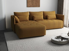 Colțar extensibil dumonde cu ladă de depozitare si sezut confortabil din spuma high-density, Malta Zoom Mustar II 235x185 cm