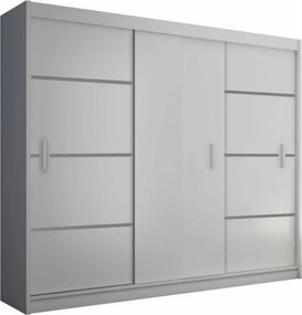 Dressing MERINA, alb/negru, PAL melaminat, cu 3 usi, 250x60x215 cm