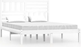 vidaXL Cadru de pat fără saltea, alb, 120x190 cm, lemn masiv pin