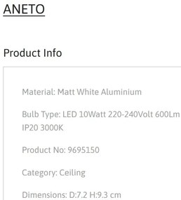 Spot LED aplicat diametru 7,2cm ANETO alb, NVL-9695150
