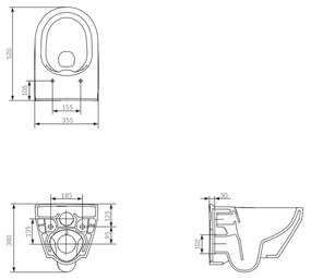 Vas wc suspendat rimless Cersanit Crea, oval, alb Ovala