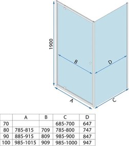 Cabina de dus Rea Primo Swing 100x100 crom