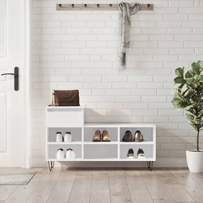 vidaXL Pantofar, alb extralucios, 102x36x60 cm, lemn compozit