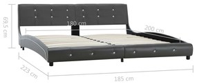 Cadru de pat, gri, 180 x 200 cm, piele ecologica Gri, 180 x 200 cm