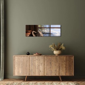 Tablou - Echipament de pescuit (cu ceas) (90x30 cm)