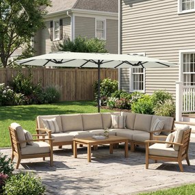 Outsunny Umbrelă de grădină exterioară, umbrelă dublă mare 4,6 m cu manivelă și protecție UV50+, husă de protecție, crem | Aosom Romania