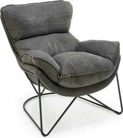 Scaun relaxare living VOLKER, gri, stofa clasica/metal, 75x88x85 cm