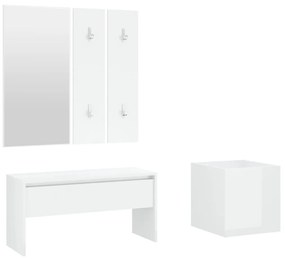 3082059 vidaXL Set de mobilier pentru hol, alb extralucios, lemn prelucrat