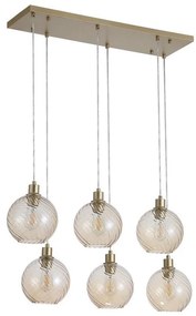 Lustra cu 6 pendule metal auriu, sticla champanie Radiance