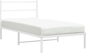 vidaXL Cadru de pat din metal cu tăblie, alb, 100x200 cm