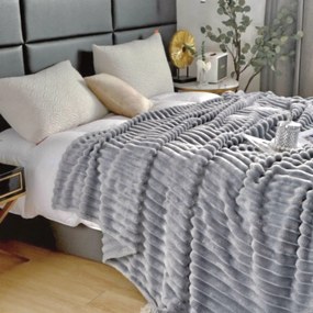 Patura Cocolino pufoasa cu dungi 200 x 230 cm, gri