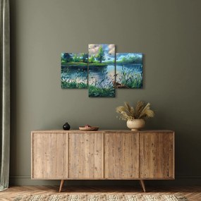 Tablou- Pictură în ulei, seară de vară lângă lac (90x60 cm)