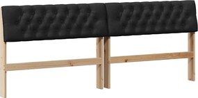 vidaXL Tăblie tapițată Negru 200 cm Lemn de pin masiv