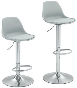 HOMCOM Set de 2 scaune de bar, Scaune de bar, Scaune rotative cu spătar, înălțime ajustabilă, capacitate de încărcare de până la 120 kg, 42 x 38 x 82-104 cm, Gri | Aosom Romania