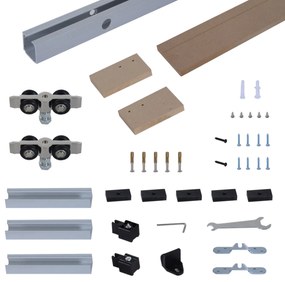 HOMCOM sina cu set de accesorii pentru usi glisante din lemn rustic | Aosom Romania