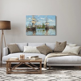 Tablou - Claude Monet, Ships Riding on the Seine at Rouen, reproducere (90x60 cm)
