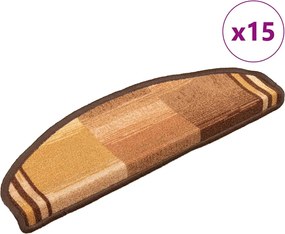 vidaXL Covorașe autoadezive scări, 15 buc., maro, 65x21x4 cm