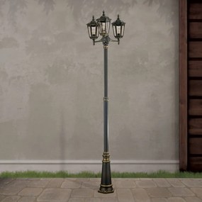 Stalp iluminat exterior stil clasic IP43 HP255 Puchberg AL 11K/82579 schwarz-gold/rauch OR