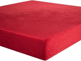 decoDoma Cearceaf cu elastic din micropluş roşu pat simplu