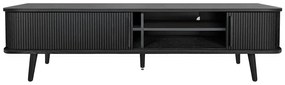 Comodă TV neagră cu aspect de lemn de stejar 178x50x40 cm Rove – Woodman