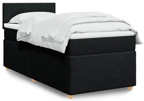 vidaXL Pat box spring cu saltea, negru, 80x200 cm, textil