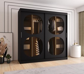 Dulap de haine 200 cm Boomer 2 (Negru) (cu iluminat). 1126268