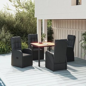 3157598 vidaXL Set mobilier de grădină cu perne, 5 piese, negru, poliratan