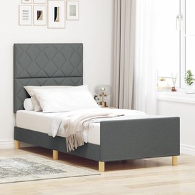 vidaXL Cadru de pat, gri închis, 100x200 cm, textil