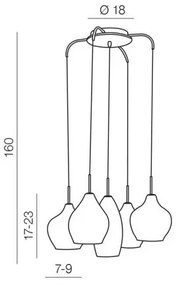Azzardo AZ3172 - Lustră pe cablu MILANO 5xG9/40W/230V