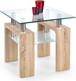 Masuta cafea DIANA H, transparent/stejar sonoma, 60x60x55 cm