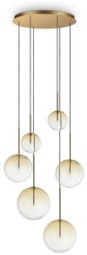 Lustra cu 6 pendule EQUINOXE SP6 antique brass/ faded amber